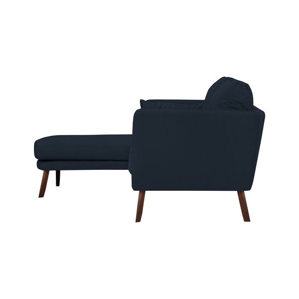 Tmavě modrá třímístná pohovka Mazzini Sofas Elena, s lenoškou na levém rohu-image-3