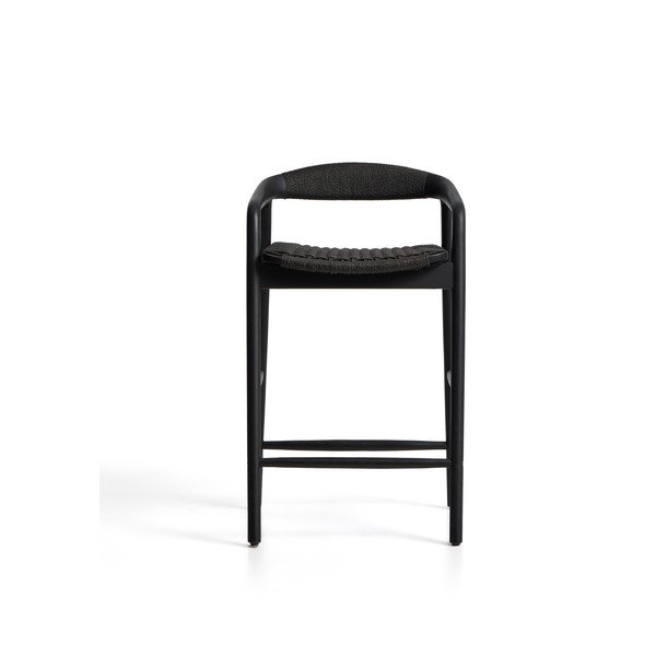 Černá barová židle s područkami z dubového dřeva (výška sedáku 65 cm) Derile – Kave Home-image-4
