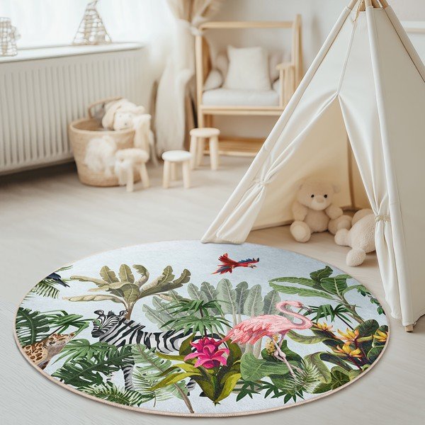 Pratelný dětský koberec ø100 cm Jungle – Mila Home-image-2