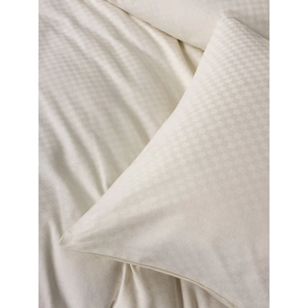 Béžové povlečení na jednolůžko z bavlny Renforcé 140x200 cm Checkered – Mila Home Luxury-image-3