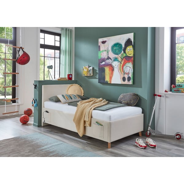 Béžová čalouněná dětská postel s úložným prostorem s roštem 140x200 cm Cool – Meise Möbel-image-1