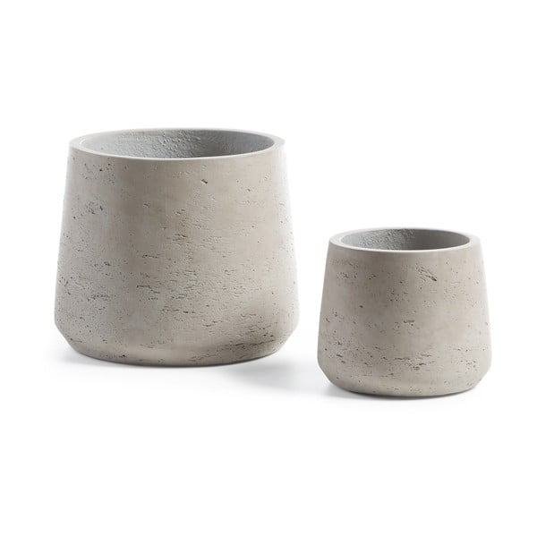 Sada dvou světle šedých betonových květináčů Kave Home Lux