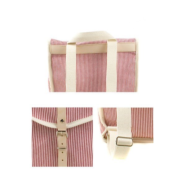 Červenobílý batoh s béžovým detailem  Mödernaked Red Stripe Heap-image-2