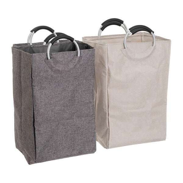 Šedo-béžové látkové koše na prádlo v sadě 2 ks – Casa Selección-image-1