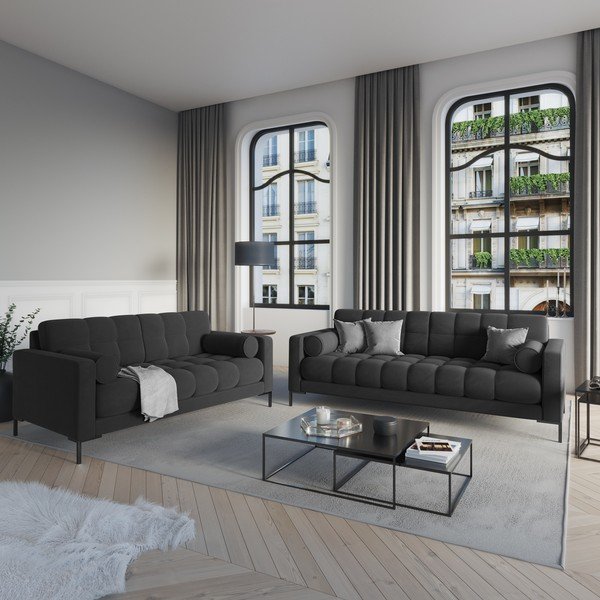 Tmavě šedá sametová pohovka Cosmopolitan Design Bali-image-1