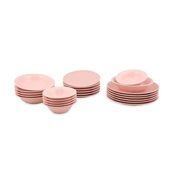 24dílná sada růžovo-bílého porcelánového nádobí Kütahya Porselen Amelia-image-2