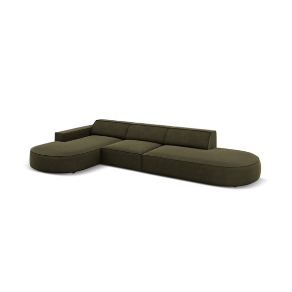 Zelená sametová rohová pohovka (levý roh) Jodie - Micadoni Home-image-3