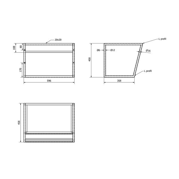 Bílý/černý ocelový závěsné podstavec pod umyvadlo 60x40 cm Ska – Sapho-image-3