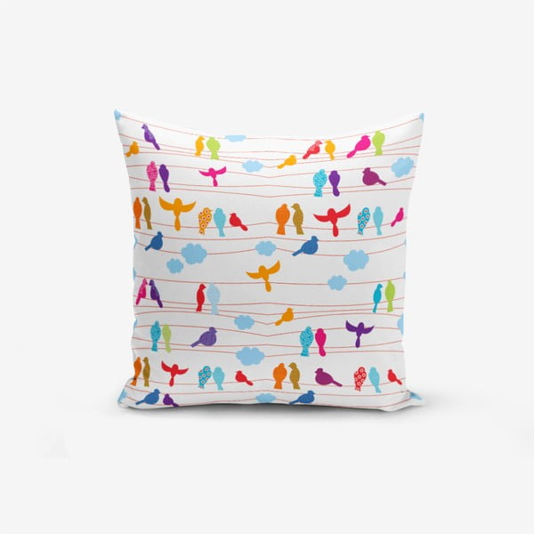 Povlak na polštář s příměsí bavlny Minimalist Cushion Covers Colorful Bird, 45 x 45 cm