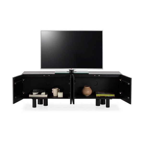 Černý TV stolek z mangového dřeva 160x55x40 cm Tamira – MOME-image-2