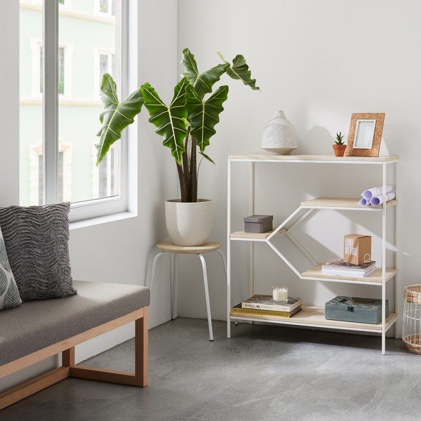 Bílá kovová stolička se sedákem z mangového dřeva Kave Home Nax-image-3