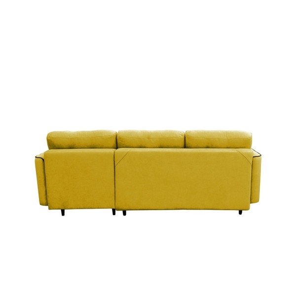 Žlutá rozkládací pohovka s černými nohami Mazzini Sofas Dragonfly, pravý roh-image-1