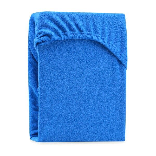 Modré elastické prostěradlo s vysokým podílem bavlny AmeliaHome Ruby, 80/90 x 200 cm-image-2