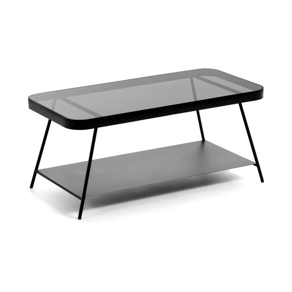 Černý konferenční stolek se skleněnou deskou 45x90 cm Duilia – Kave Home