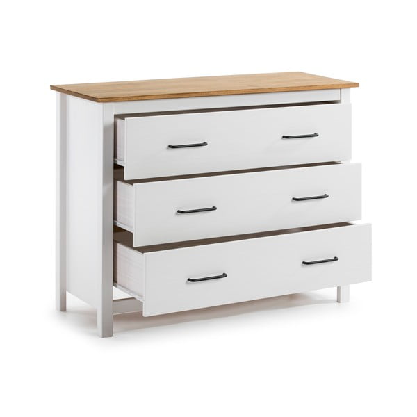 Bílá nízká komoda z borovicového dřeva 100x80 cm Miranda – Marckeric-image-3