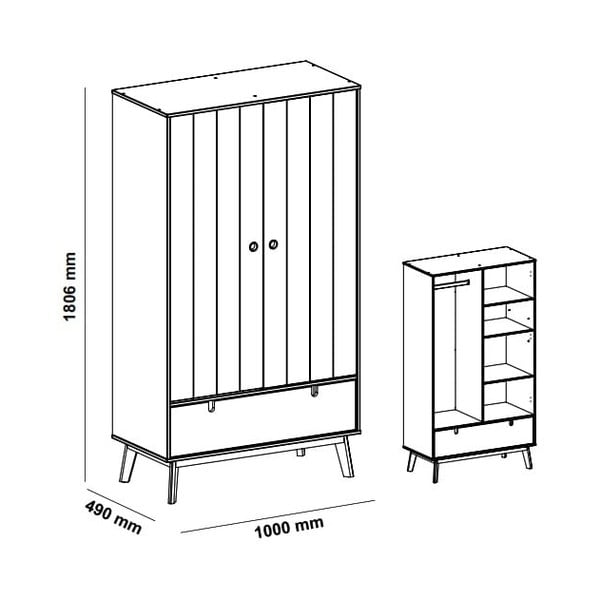Zelená dětská šatní skříň s nohami z borovicového dřeva Marckeric Kiara-image-4