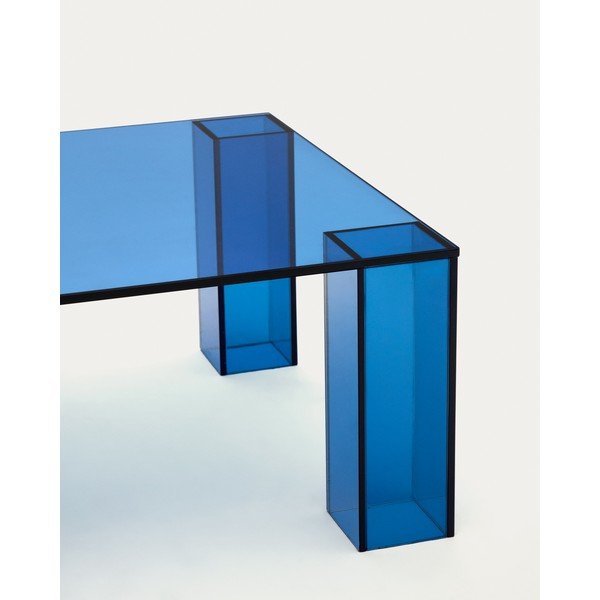 Modrý skleněný konferenční stolek 60x140 cm Adularia – Kave Home-image-4