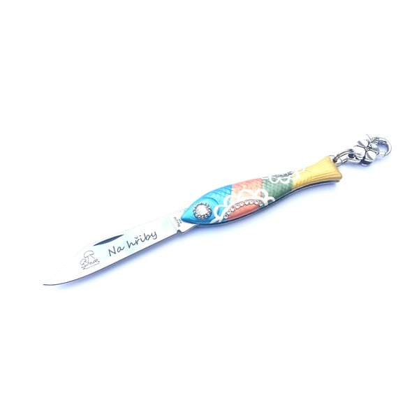 Barevný český nožík rybička v designu od Alexandry Dětinské Na hřiby
