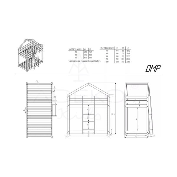 Domečková palanda z borovicového dřeva Adeko Mila DMP, 80 x 160 cm-image-3