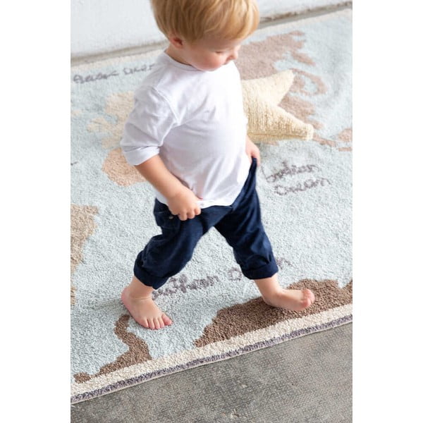 Pratelný ručně tkaný bavlněný dětský koberec 140x200 cm Vintage Map – Lorena Canals-image-4