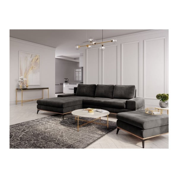 Tmavě hnědý puf se sametovým potahem Windsor & Co Sofas Astre-image-3