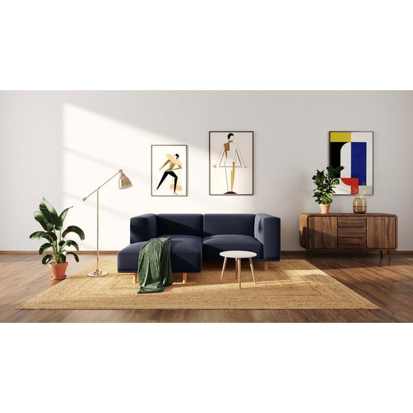 Tmavě modrá sametová rohová pohovka (levý roh) Kukumo – Ame Yens-image-1