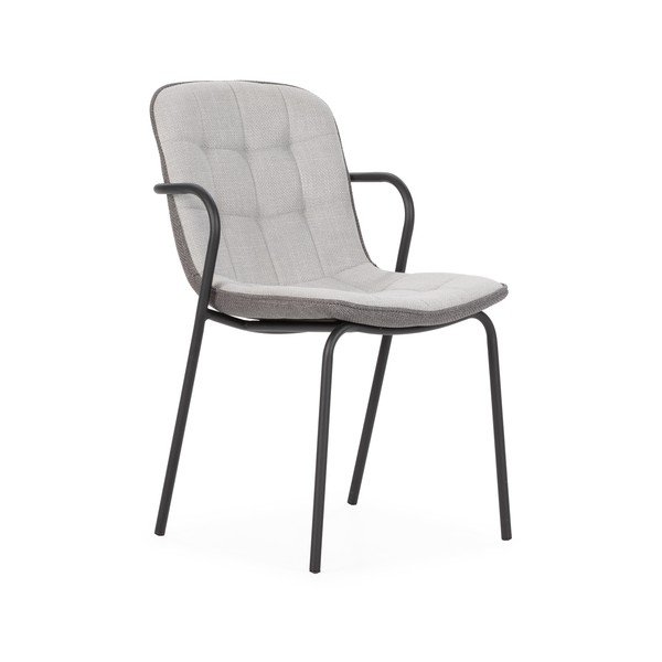 Světle šedá čalouněná jídelní židle s područkami Angie – Marckeric