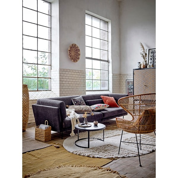 Oranžový vlněný kulatý koberec ø 110 cm Lenea - Bloomingville-image-2