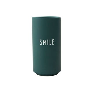 Tmavě zelená porcelánová váza Design Letters Smile, výška 11 cm