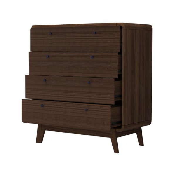 Tmavě hnědá vysoká komoda v dekoru ořechu 80x88 cm Caitlin – Støraa-image-2