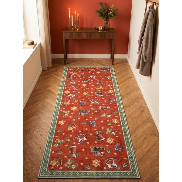 Červený/zelený běhoun s vánočním motivem 80x200 cm Toy's Delight Nostalgic Noel Red Green – Villeroy&Boch-image-1