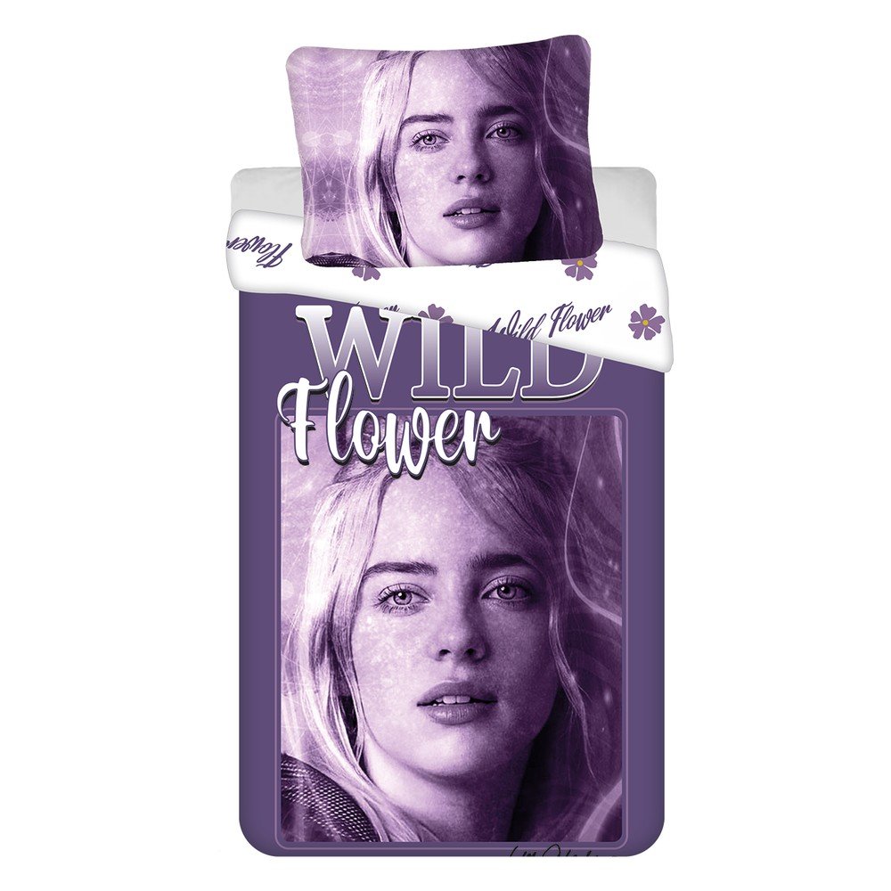Fialové bavlnené detské posteľné obliečky na jednolôžko 200x140 cm Billie Eilish – Jerry Fabrics