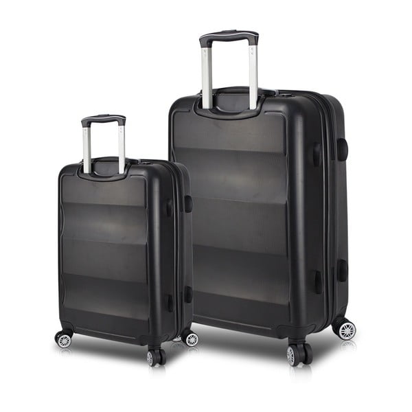 Sada 2 černých cestovních kufrů na kolečkách s USB porty My Valice LASSO Cabin & Large