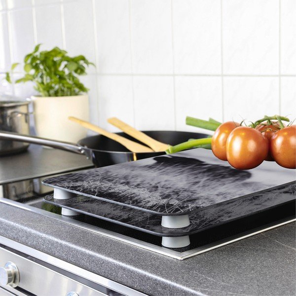 Kryty na sporák v sadě 2 ks z tvrzeného skla 30x52 cm Universal Highland Cattle – Wenko-image-1