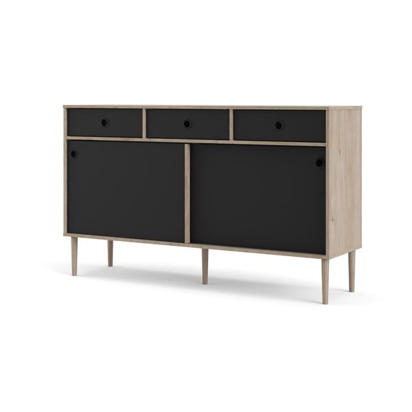 Černá komoda s rámem v dubovém dekoru Tvilum Rome, 147 x 88 cm-image-2