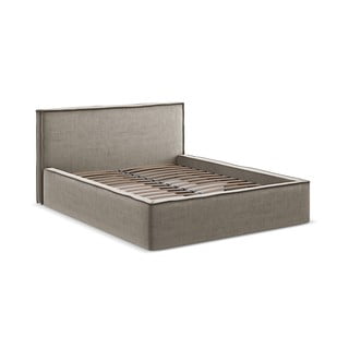 Čalouněná dvoulůžková postel taupe s úložným prostorem s roštem 140x200 cm Anani – Makamii