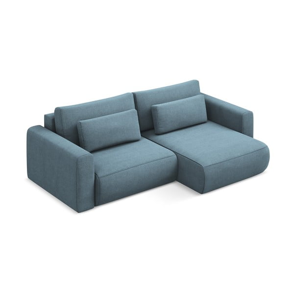 Světle modrá rozkládací/s úložným prostorem rohová pohovka (pravý roh/s lenoškou) Kapua – Makamii-image-2