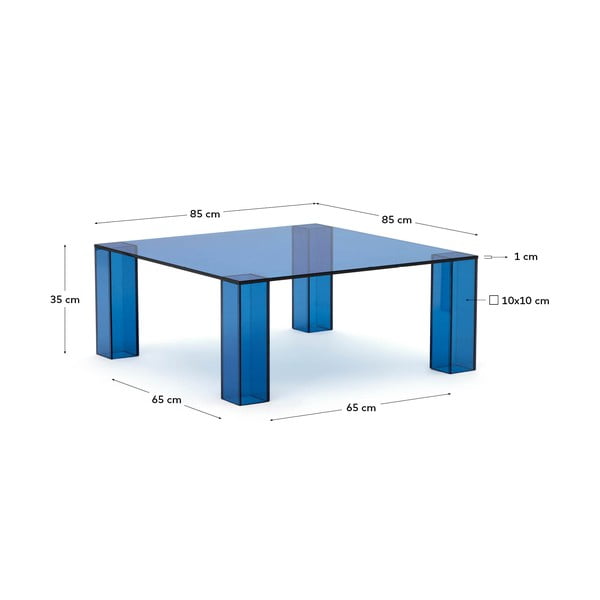 Modrý skleněný konferenční stolek 85x85 cm Adularia – Kave Home-image-4