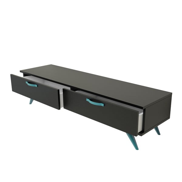 Černý TV stolek s tyrkysovýma nohama Magenta Home Coulour Series, šířka 150 cm
