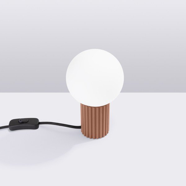 Světle hnědá stolní lampa se skleněným stínidlem (výška 19 cm) Orbital – Sollux-image-2