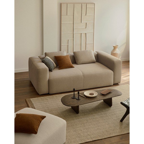 Tmavě hnědý konferenční stolek z dubového dřeva 64x146 cm Pirita – Kave Home-image-3