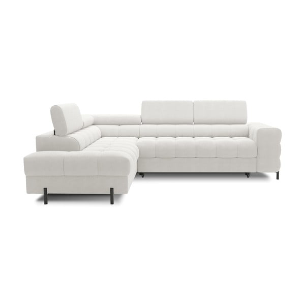 Krémová rozkládací/s úložným prostorem rohová pohovka z textilie bouclé (levý roh/do L) Ferucce – ELTAP