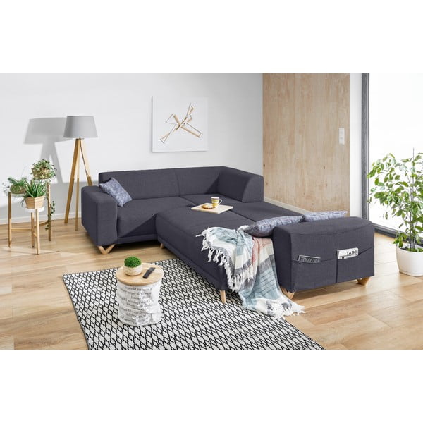 Antracitová rozkládací/s úložným prostorem rohová pohovka (levý roh/do L) Classy Sophie – Miuform-image-4