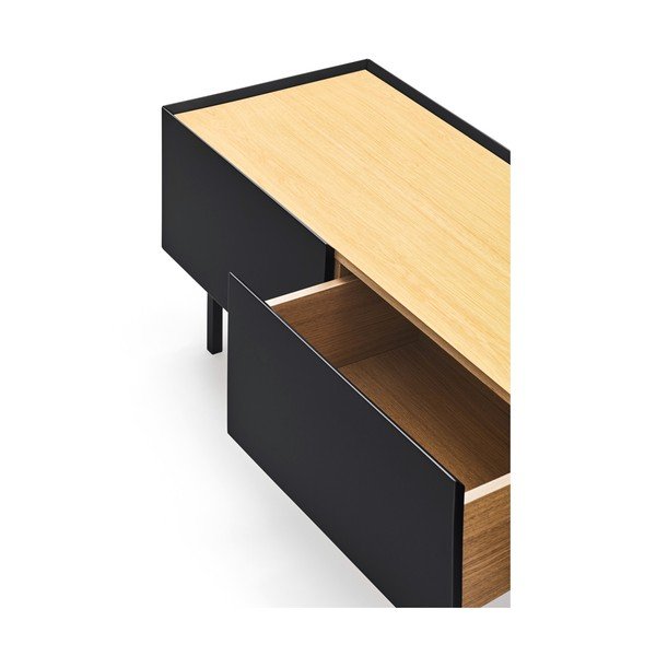 TV stolek v dekoru dubu v černo-přírodní barvě 180x45 cm Arista – Teulat-image-2