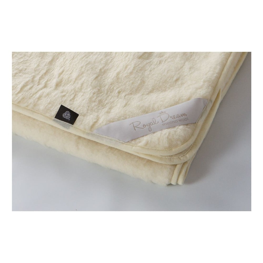 Béžová deka z merino vlny Royal Dream, 90 x 200 cm