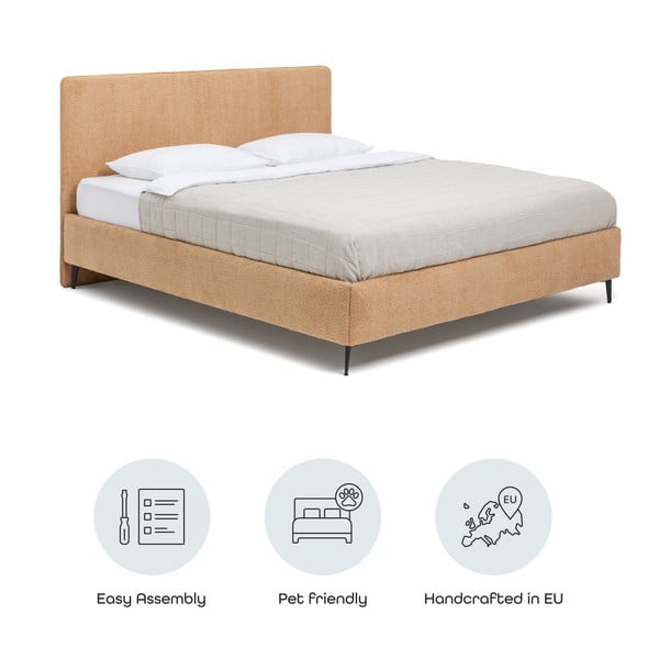 Čalouněná dvoulůžková postel s roštem 180x200 cm v hořčicové barvě Noira Slim – Bonami Selection-image-4