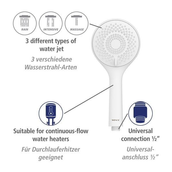 Bílý sprchový set z nerezové oceli 70 cm Watersaving – Wenko-image-3