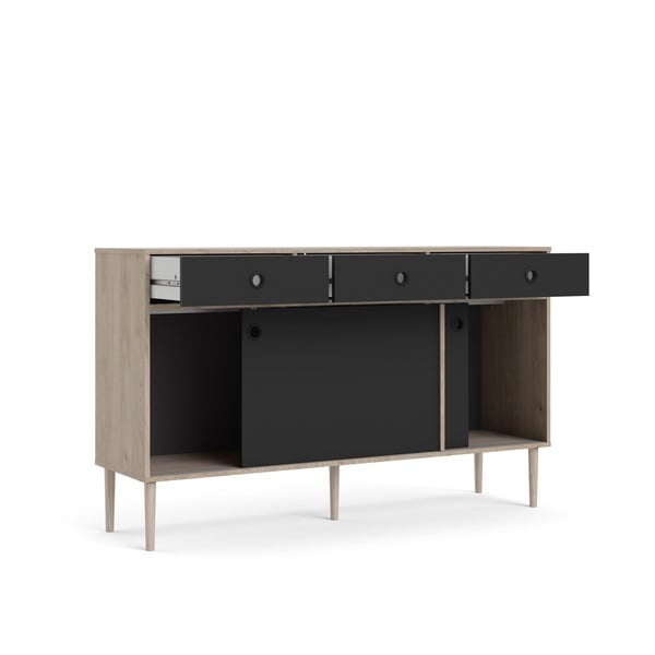 Černá komoda s rámem v dubovém dekoru Tvilum Rome, 147 x 88 cm-image-3