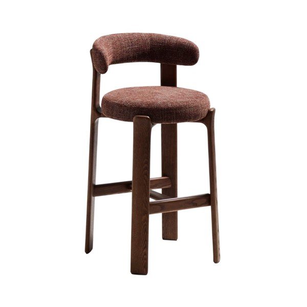 Hnědá/v tmavě přírodní barvě barová židle z jasanového dřeva (výška sedáku 75 cm) Granite – Kave Home