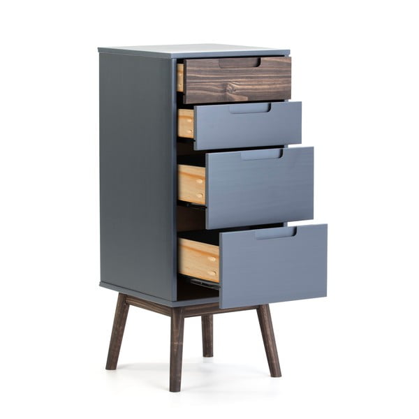 Antracitová/tmavě hnědá vysoká komoda z borovicového dřeva 40x94 cm Nussa – Marckeric-image-2